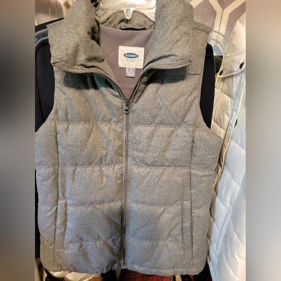 Old Navy Unisex Gray Wool Blend Full Zip Fleece Lined Vest NWOT Med - Picture 4 of 10